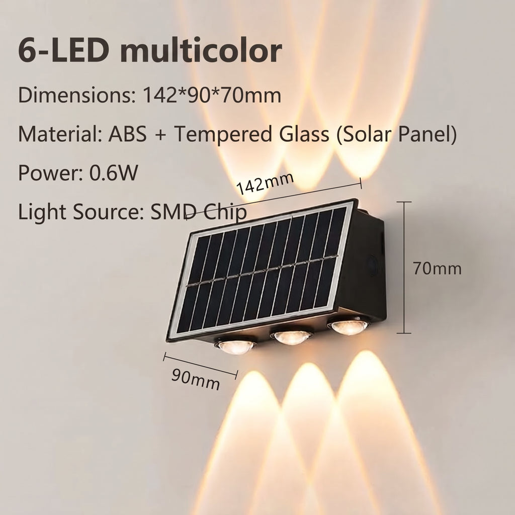 Solar 4 in 1 Colour Up & Down Wall Light – LED Focus Waterproof Outdoor Light