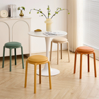 Modern Stackable PU Leather Round Stool