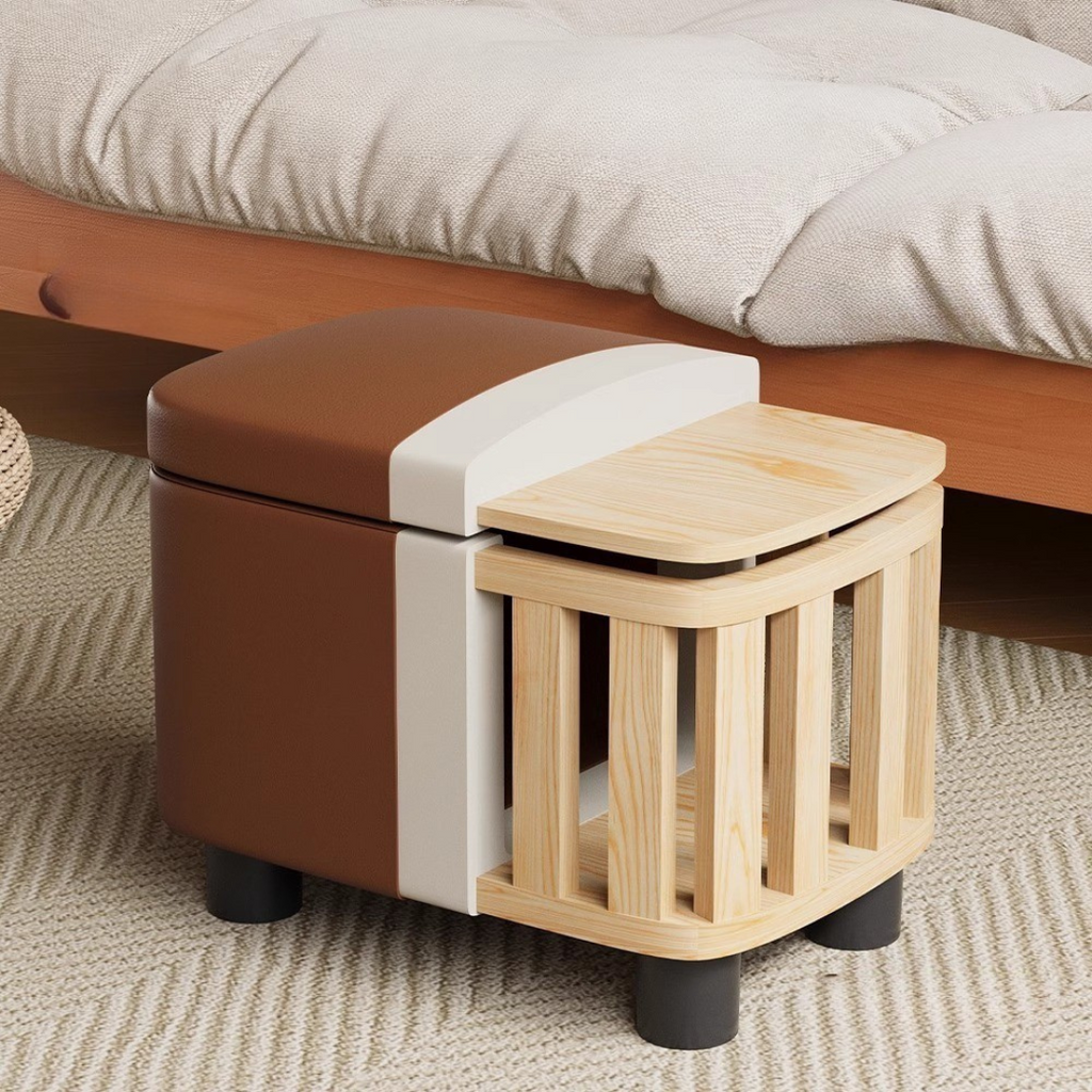Premium Storage Footstool with Nappa Leather