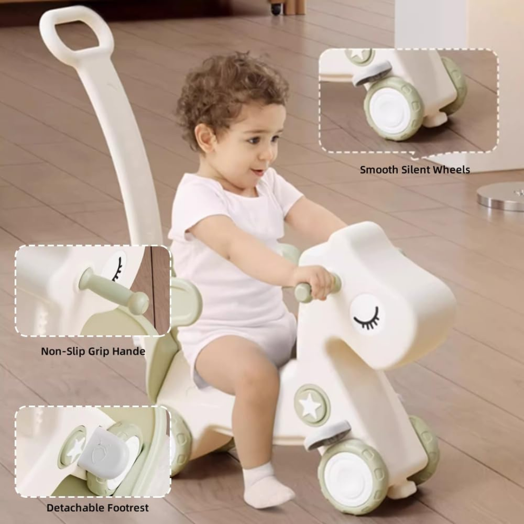 4-in-1 Kids Rocking Horse & Balance Bike with Push Handle