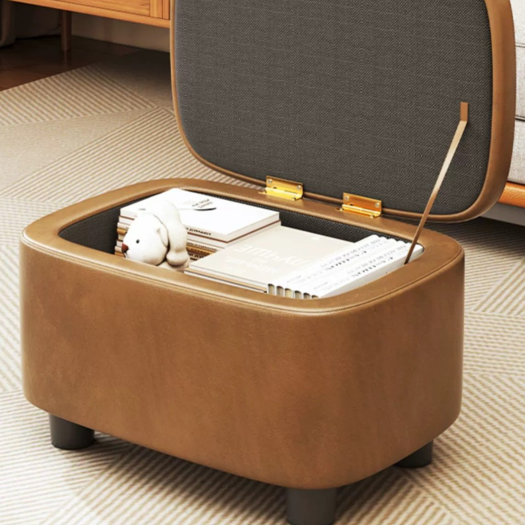 Premium Storage Footstool with Nappa Leather
