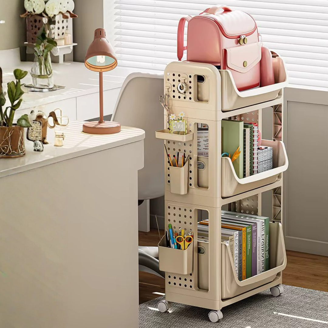 Multifunctional Under Desk Backpack & Storage Organizer Rack With Pull-Out Drawers