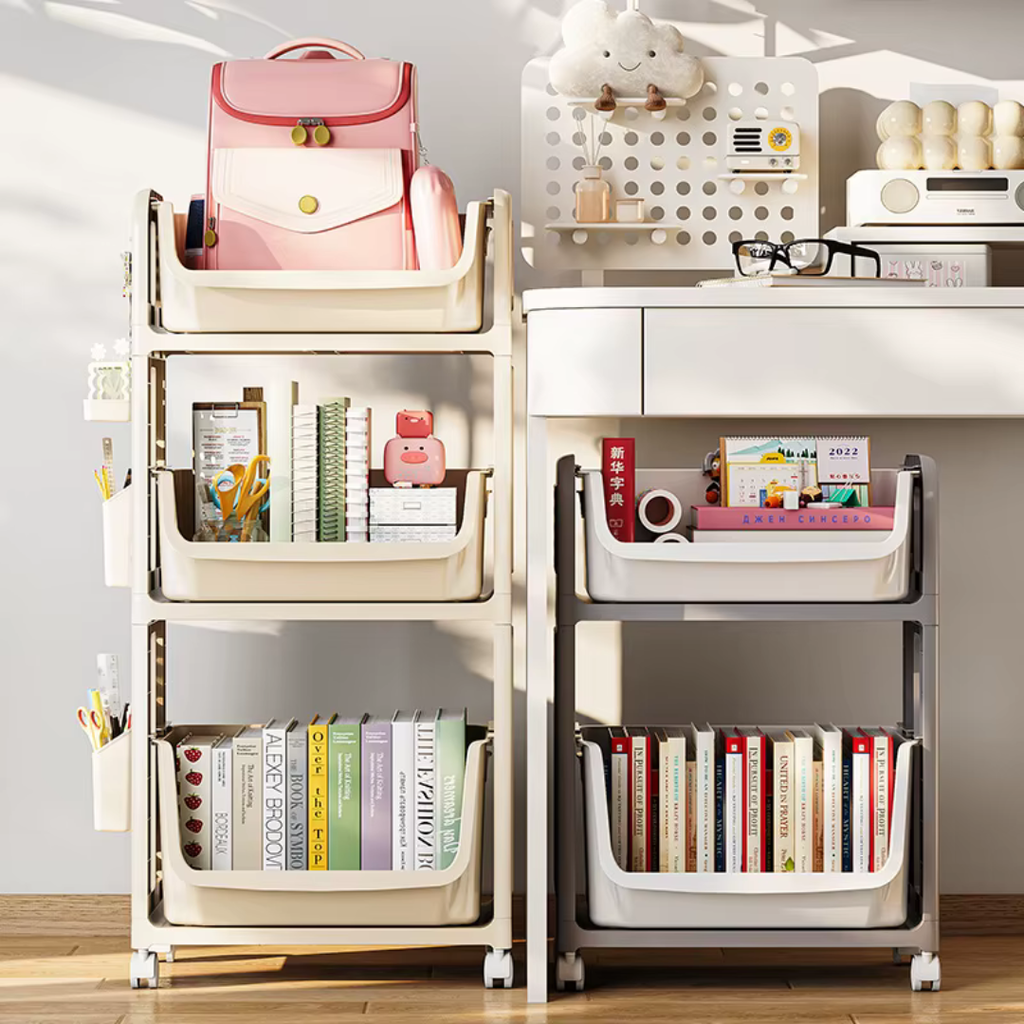 Multifunctional Under Desk Backpack & Storage Organizer Rack With Pull-Out Drawers
