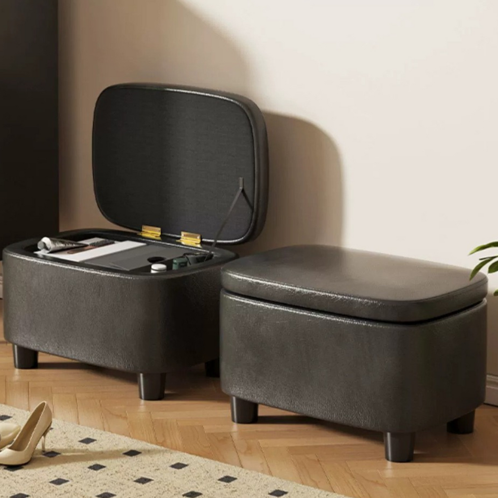 Premium Storage Footstool with Nappa Leather