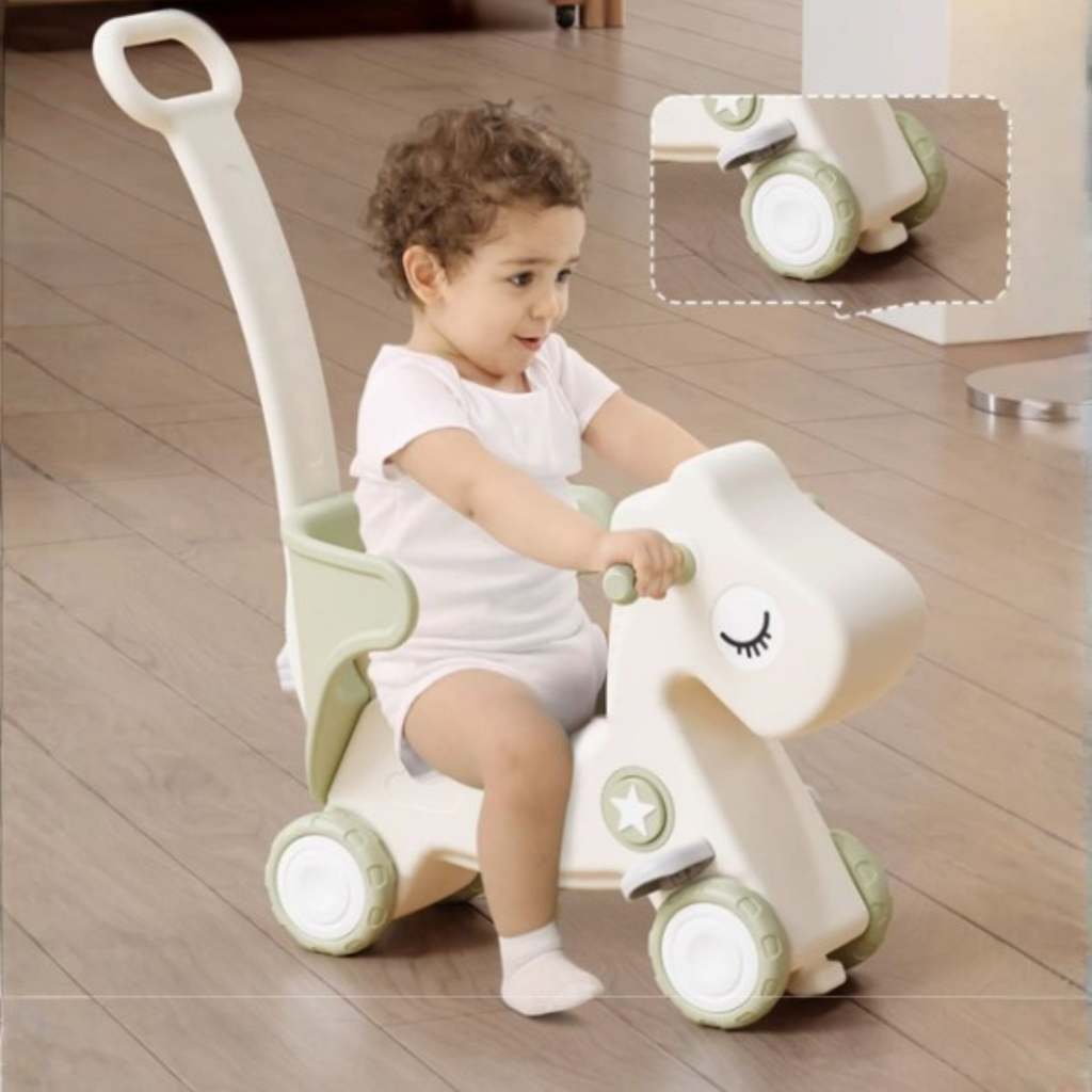 4-in-1 Kids Rocking Horse & Balance Bike with Push Handle