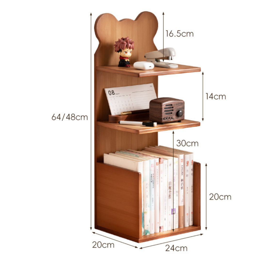 Hoomly Pure Bamboo Bear-Shaped Desktop Bookshelf Organizer