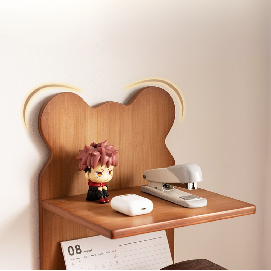 Hoomly Pure Bamboo Bear-Shaped Desktop Bookshelf Organizer