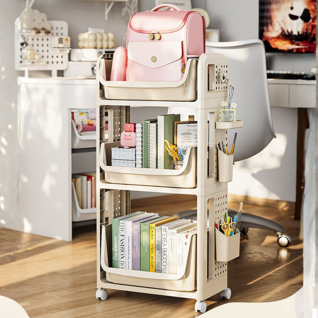 Multifunctional Under Desk Backpack & Storage Organizer Rack With Pull-Out Drawers