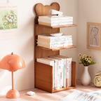 Hoomly Pure Bamboo Bear-Shaped Desktop Bookshelf Organizer