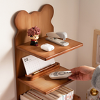 Hoomly Pure Bamboo Bear-Shaped Desktop Bookshelf Organizer