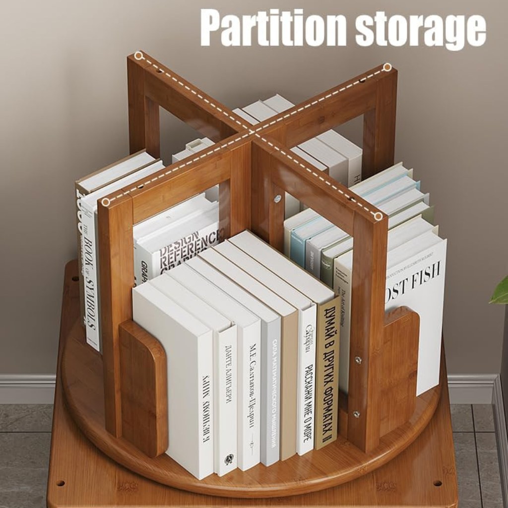 Hoomly 360° Rotating Bamboo End Table with Storage Drawer & Wheels