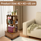 Hoomly 360° Rotating Bamboo End Table with Storage Drawer & Wheels