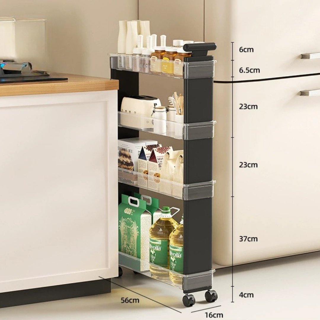 Multi-Layer Slim Storage Trolley with Wheels