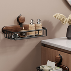 Walnut Wall-Mounted Rust-Resistant Carbon Steel Storage Shelf