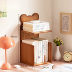 Hoomly Pure Bamboo Bear-Shaped Desktop Bookshelf Organizer