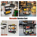 Hoomly Heavy Duty 3-Tier Steel Utility Tool Cart with Lockable Wheels