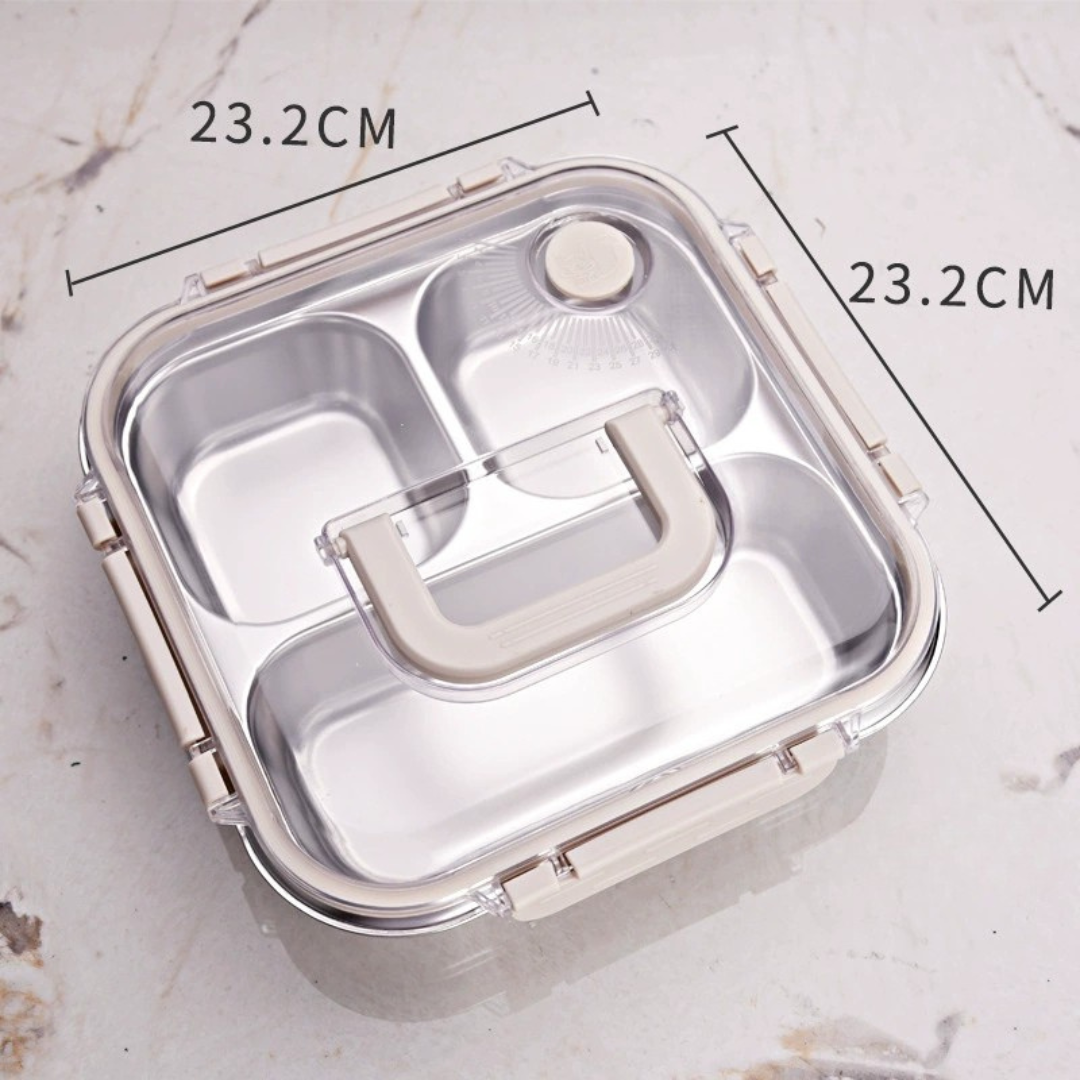 Multi Compartment Stainless Steel Airtight Lunch Box with Lid