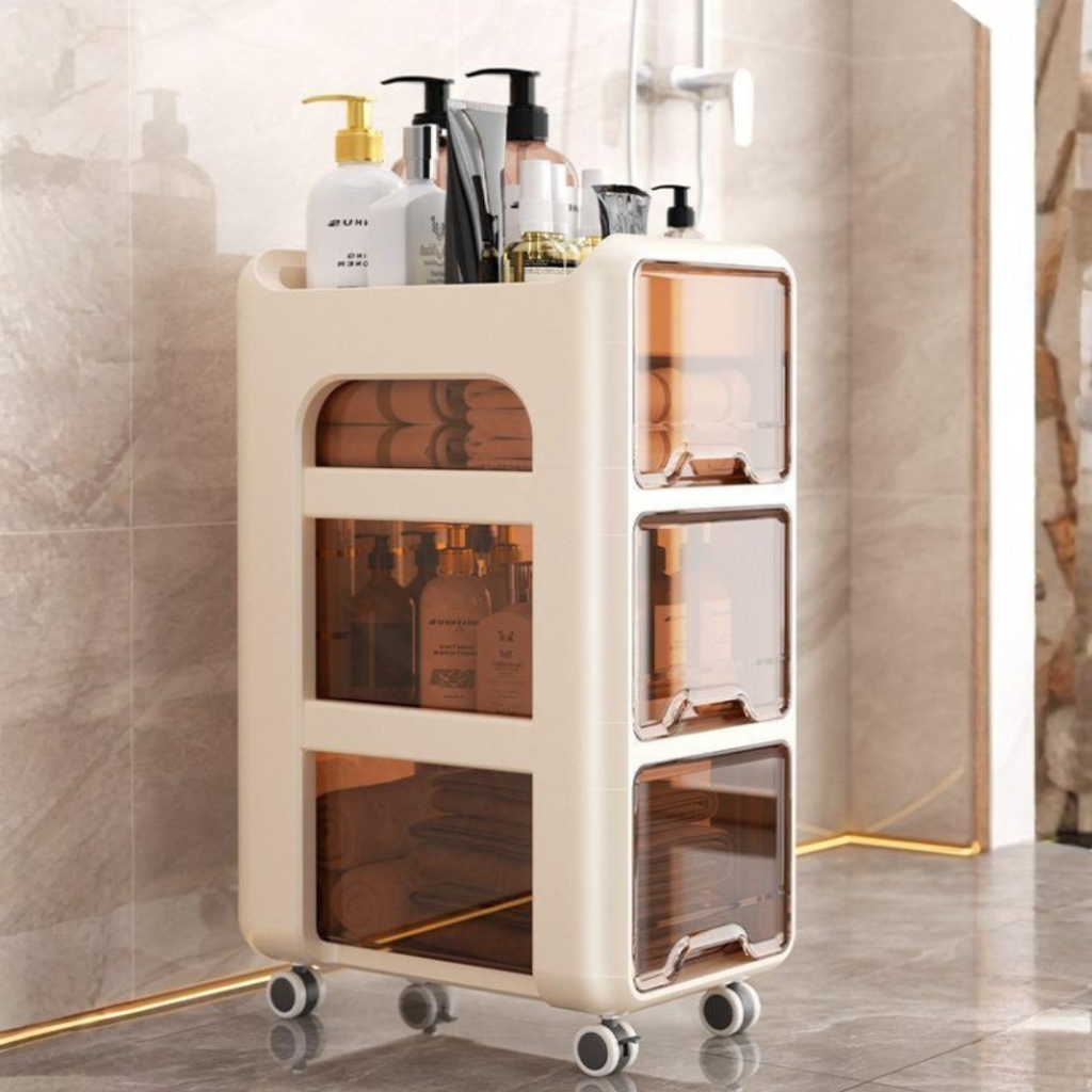 4-Tier Rolling Storage Organizer Cart with  360° rotating wheels