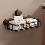 Walnut Wall-Mounted Rust-Resistant Carbon Steel Storage Shelf