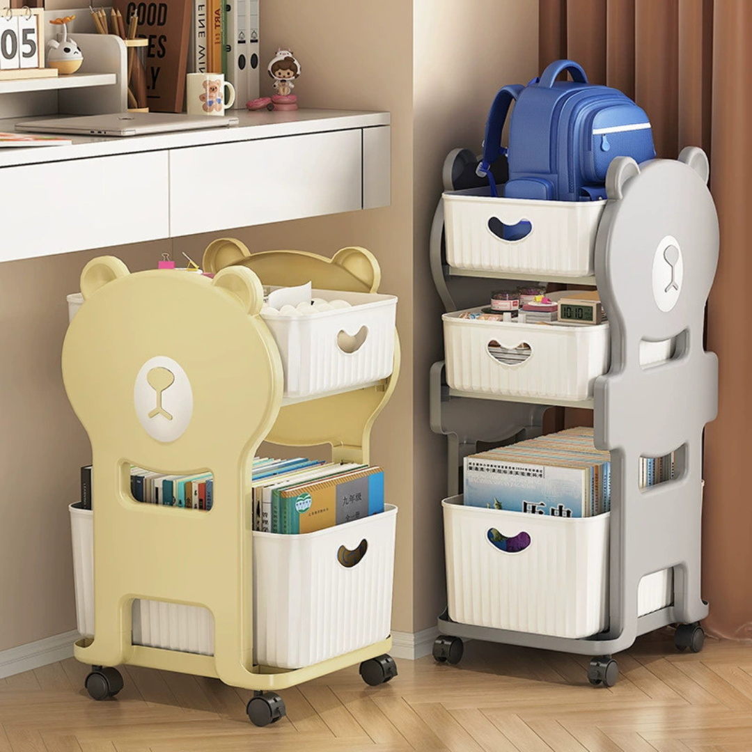Multi-Purpose Kids Movable Toy Storage Organizer Cart with 360° Universal Caster Wheels