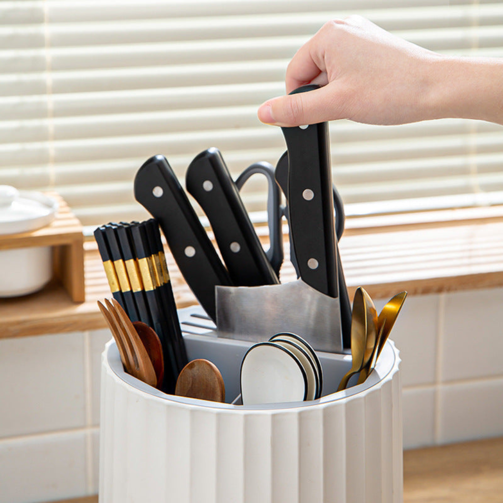 Hoomly Rotating Multifunctional Kitchen Knife Block and Utensil Storage Organizer