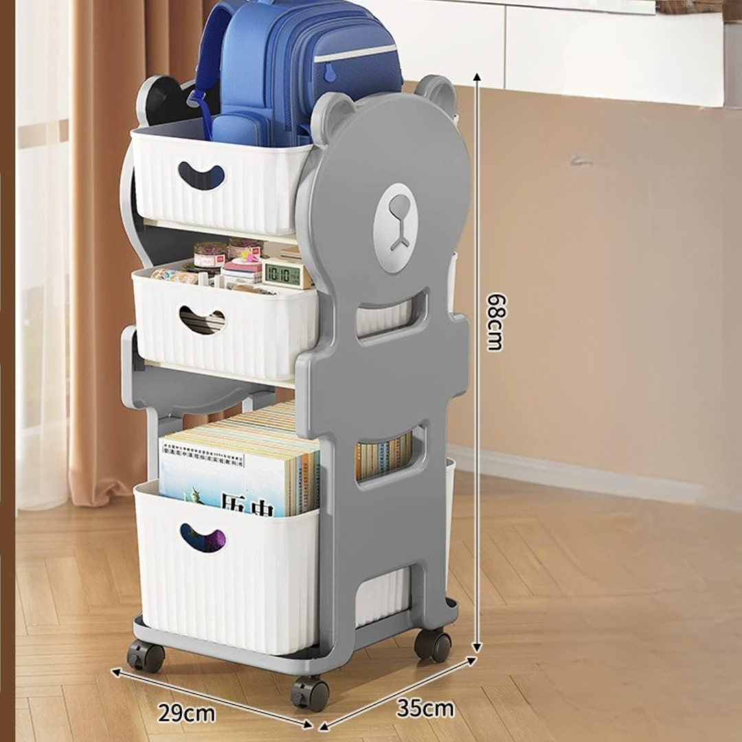 Multi-Purpose Kids Movable Toy Storage Organizer Cart with 360° Universal Caster Wheels