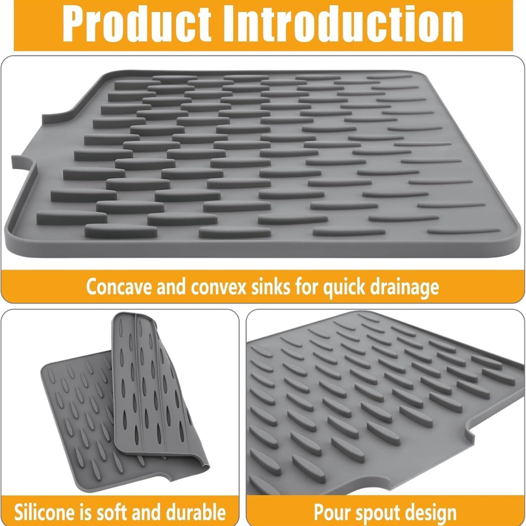 Premium Non Slip Silicone Dish Drainer Multipurpose Mat