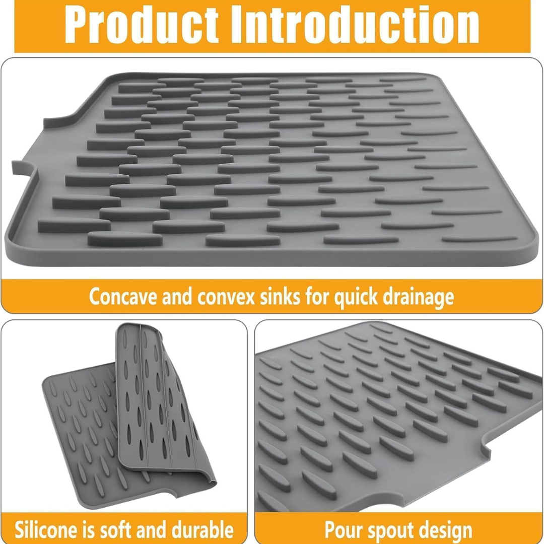 Premium Non Slip Silicone Dish Drainer Multipurpose Mat