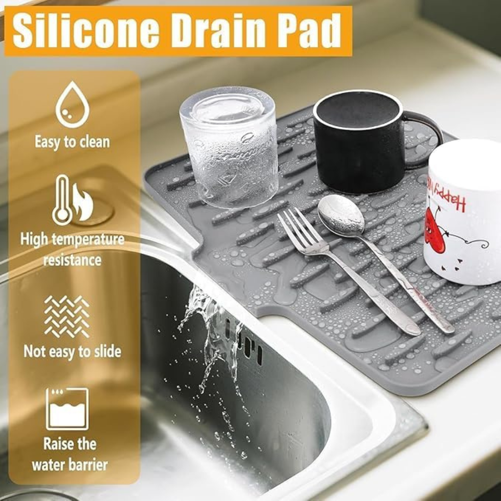 Premium Non Slip Silicone Dish Drainer Multipurpose Mat