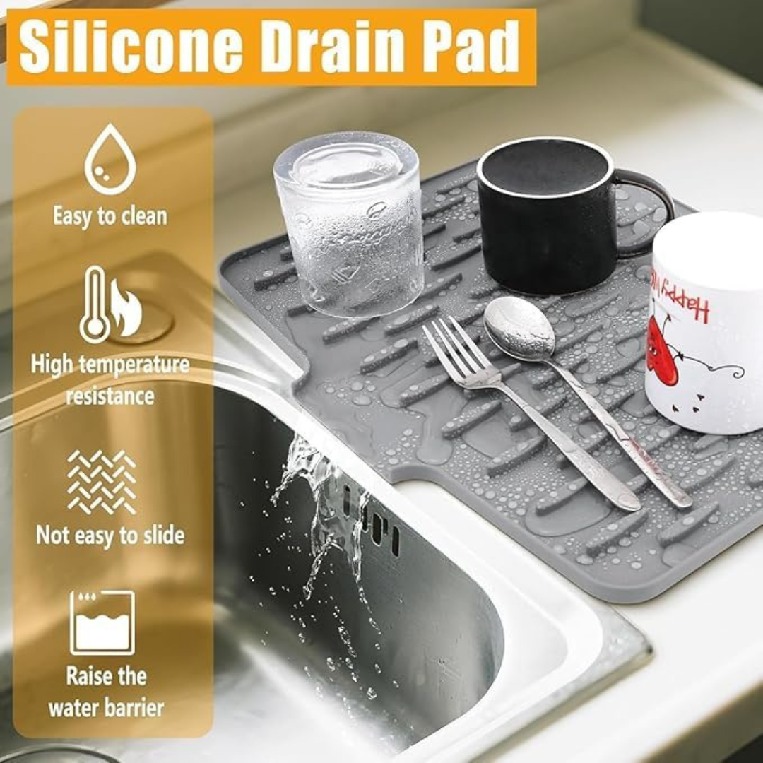Premium Non Slip Silicone Dish Drainer Multipurpose Mat