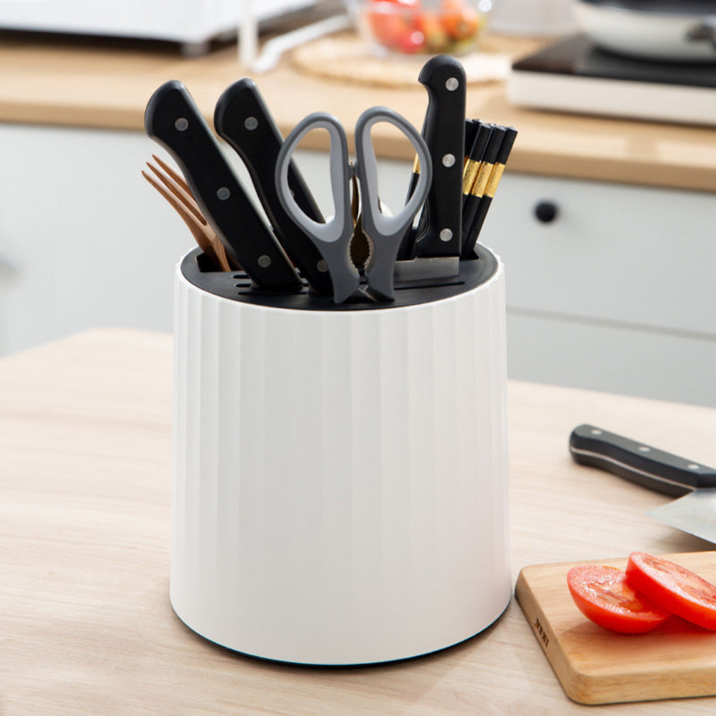 Hoomly Rotating Multifunctional Kitchen Knife Block and Utensil Storage Organizer