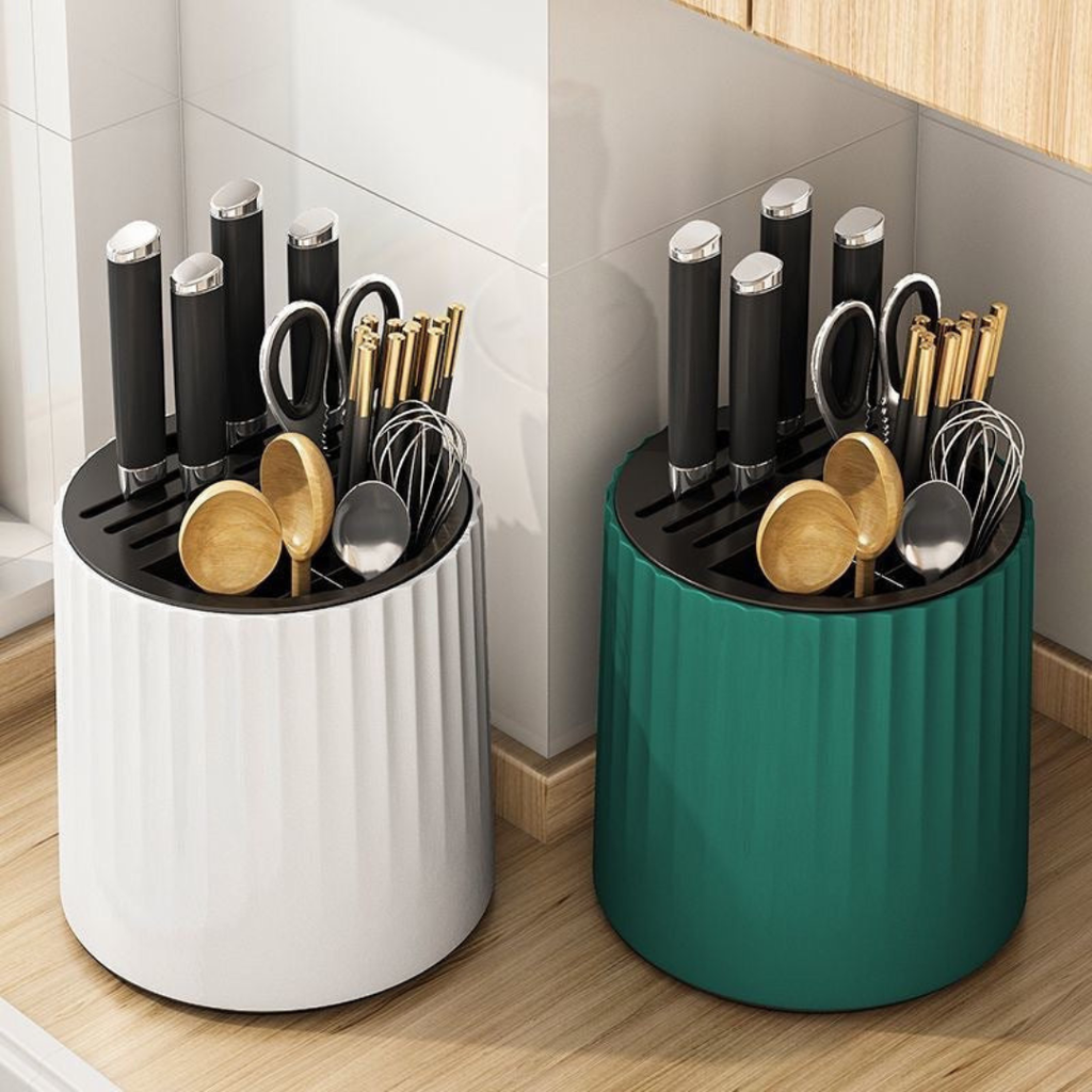 Hoomly Rotating Multifunctional Kitchen Knife Block and Utensil Storage Organizer