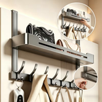 Hoomly Heavy Duty Over The Door Hook Rack with Foldable Storage & Drying Design