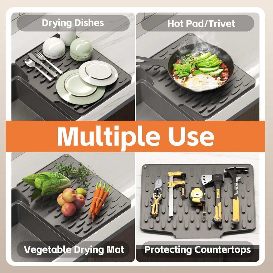 Premium Non Slip Silicone Dish Drainer Multipurpose Mat