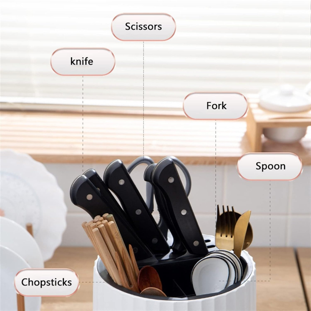Hoomly Rotating Multifunctional Kitchen Knife Block and Utensil Storage Organizer