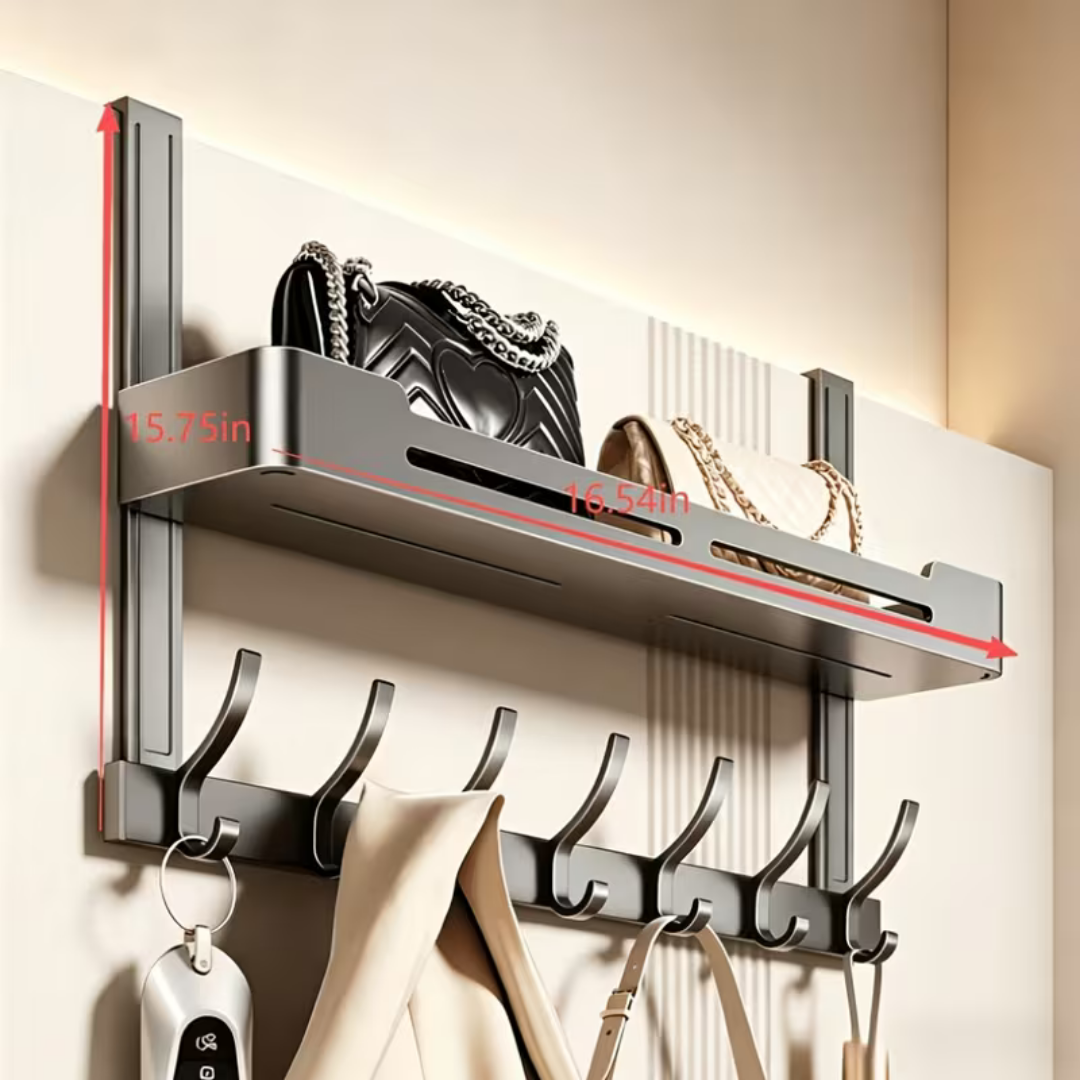 Hoomly Heavy Duty Over The Door Hook Rack with Foldable Storage & Drying Design