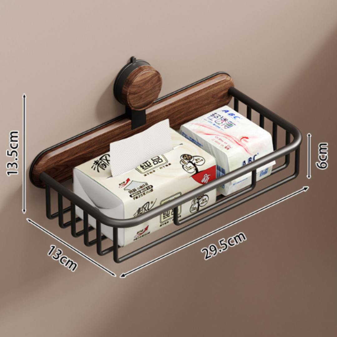 Walnut Wall-Mounted Rust-Resistant Carbon Steel Storage Shelf