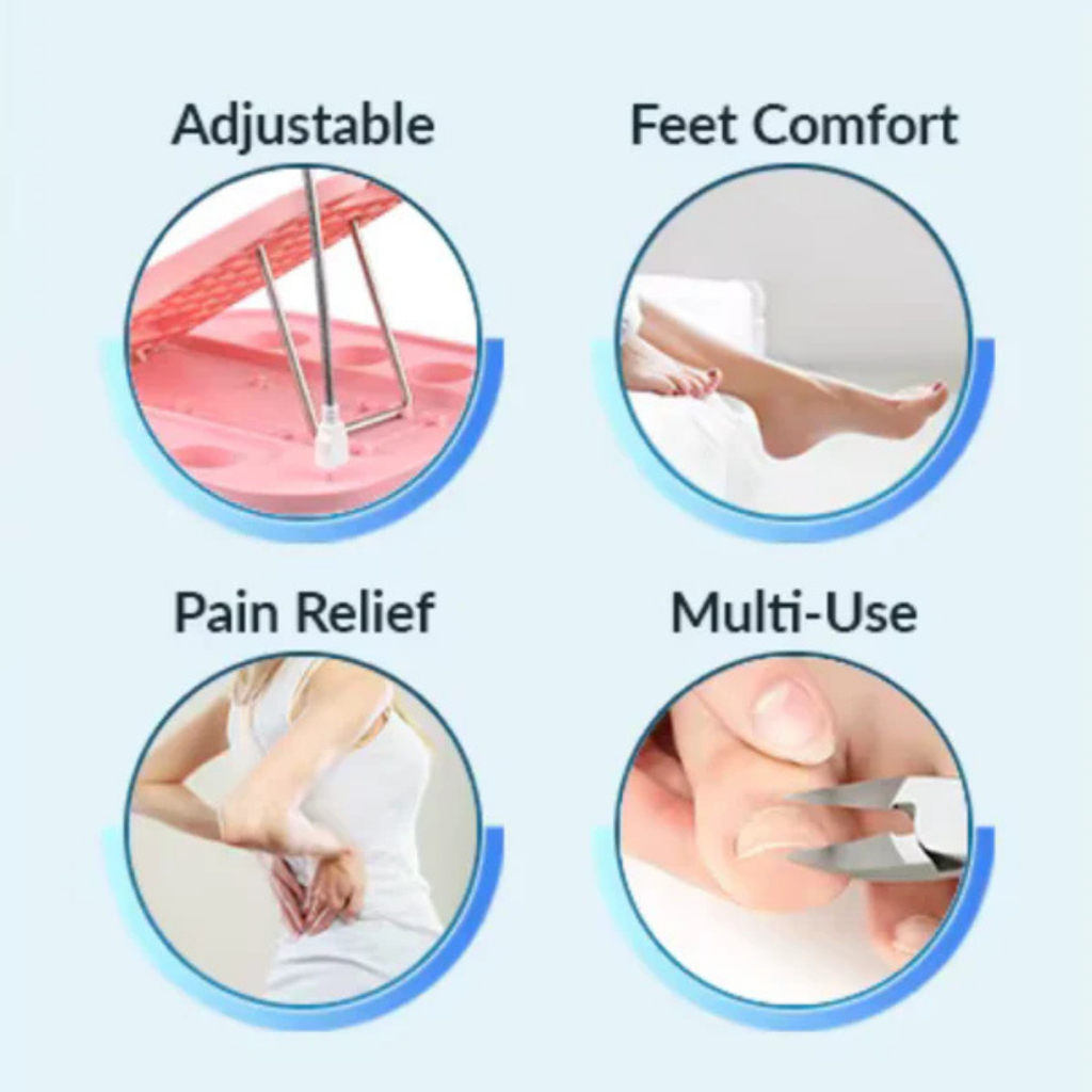 Hoomly Adjustable Foldable Pedicure Stool with LED Magnifier, Drying Fan & Storage Box