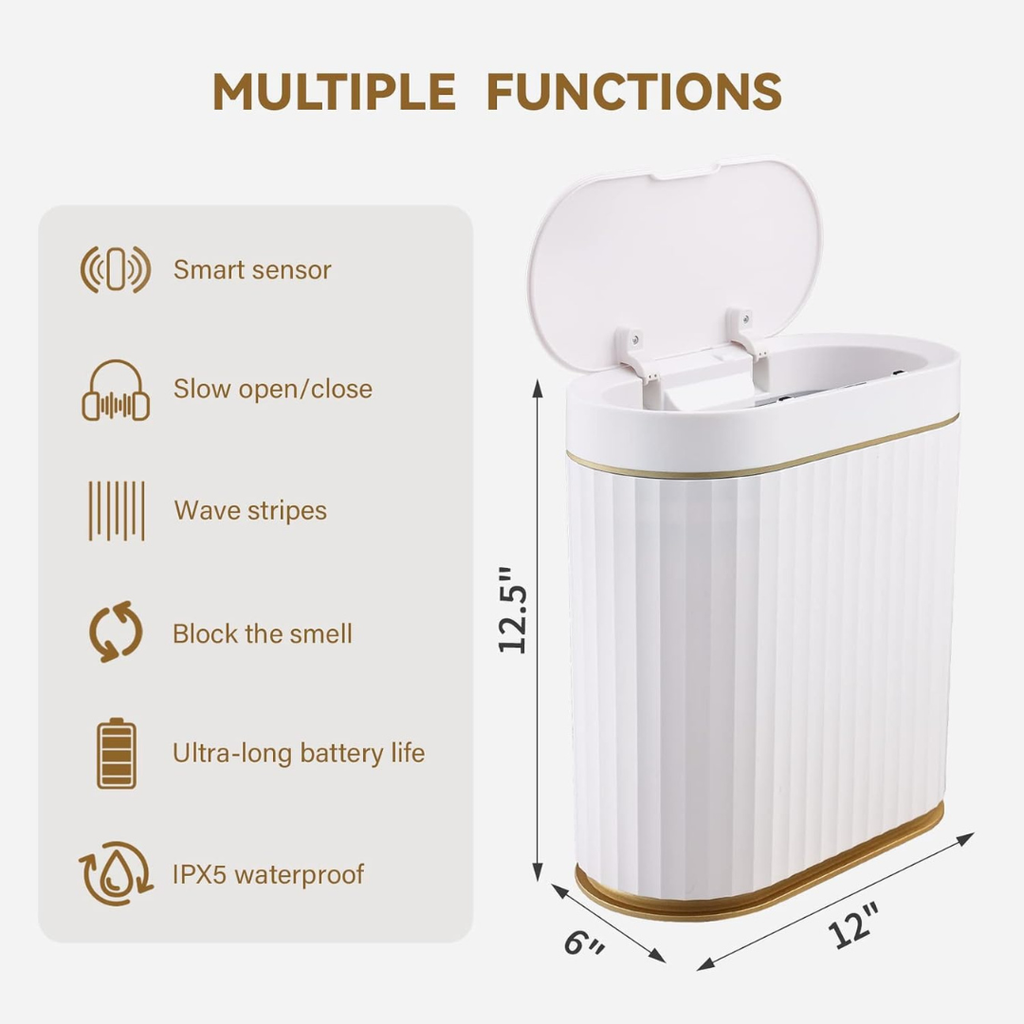 Hoomly Smart Motion Sensor Trash Can with Waterproof Touch Lid
