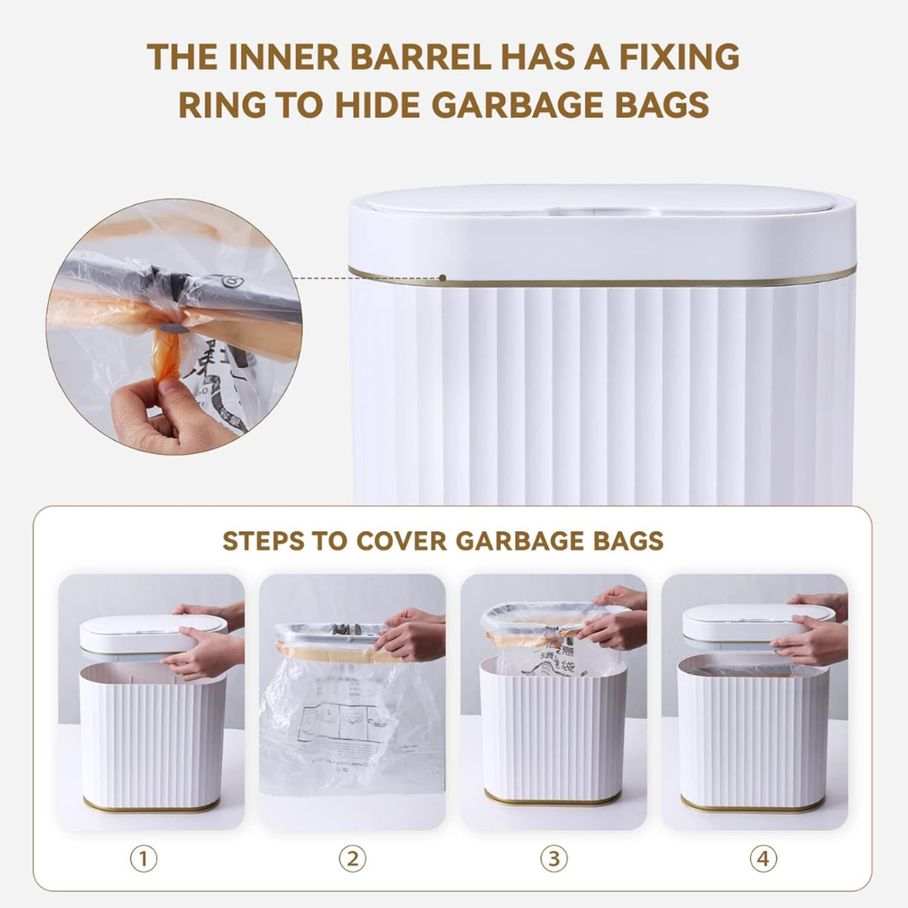 Hoomly Smart Motion Sensor Trash Can with Waterproof Touch Lid