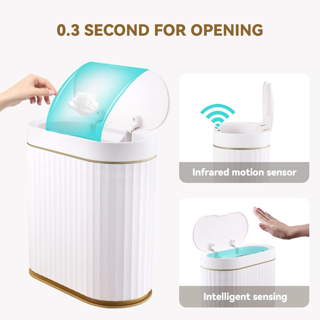 Hoomly Smart Motion Sensor Trash Can with Waterproof Touch Lid