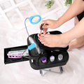 Hoomly Adjustable Foldable Pedicure Stool with LED Magnifier, Drying Fan & Storage Box
