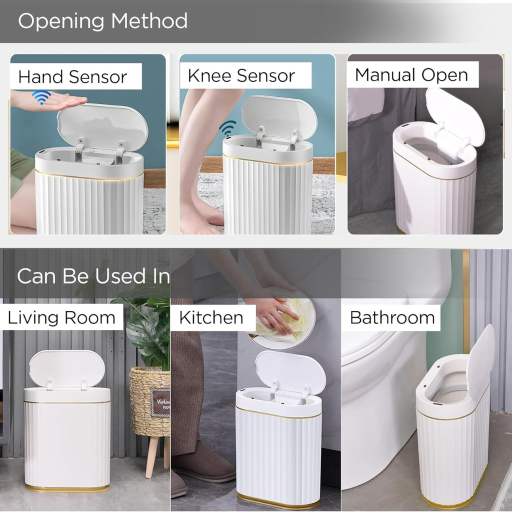 Hoomly Smart Motion Sensor Trash Can with Waterproof Touch Lid