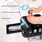 Hoomly Adjustable Foldable Pedicure Stool with LED Magnifier, Drying Fan & Storage Box