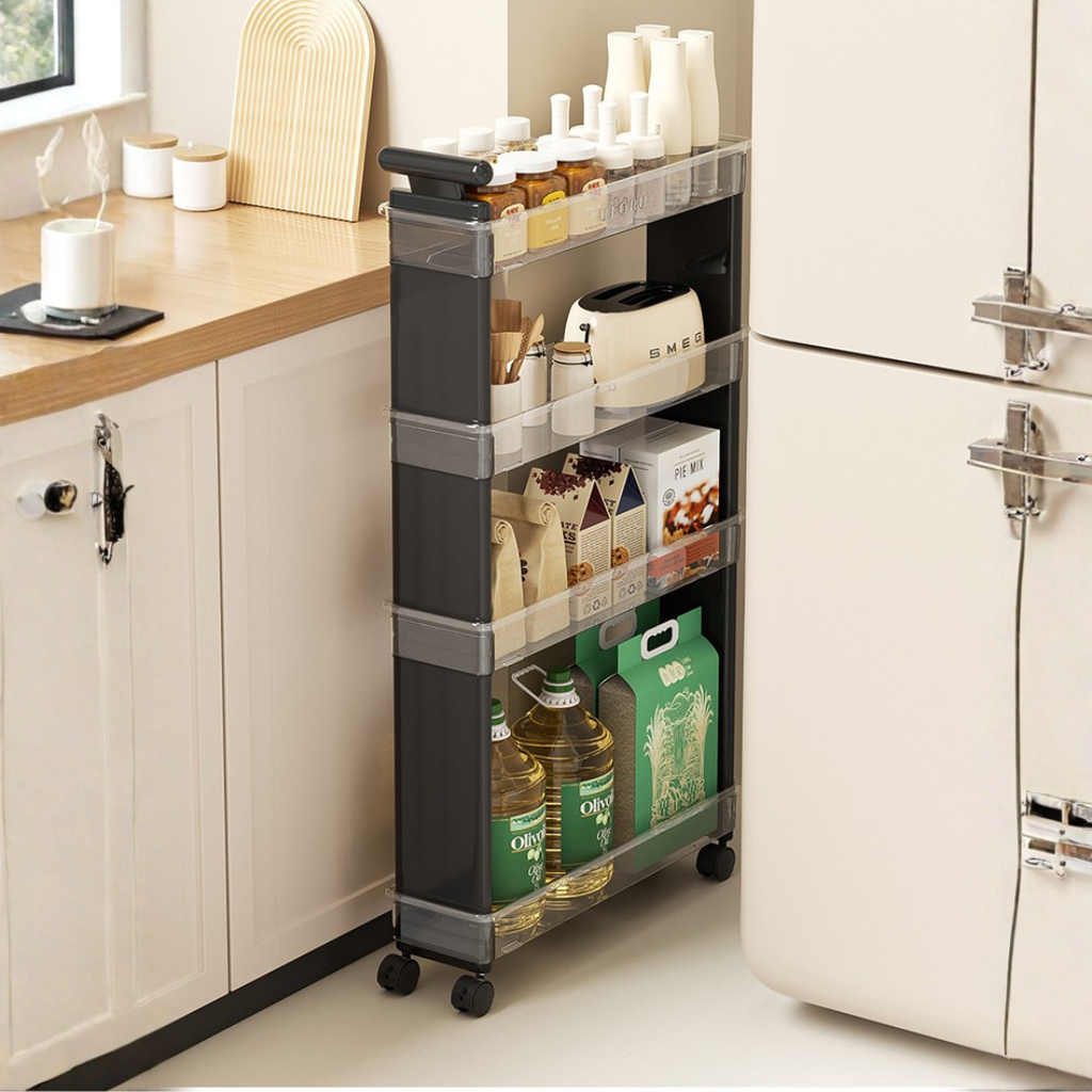 Multi-Layer Slim Storage Trolley with Wheels