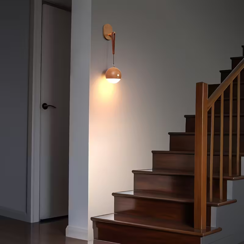 Hoomly Voice Control Wooden Hanging Night Light with Warm LED Glow & USB Charging