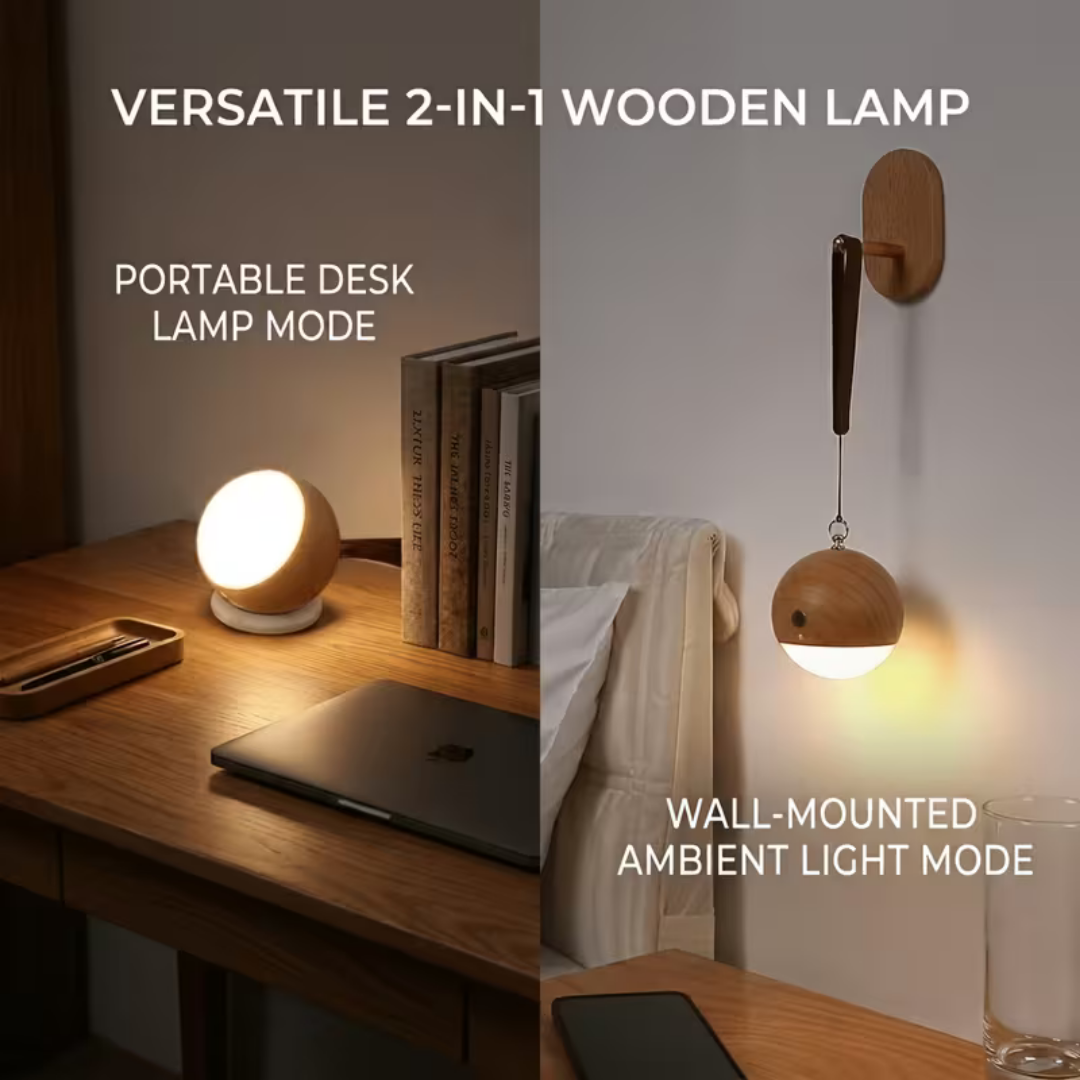 Hoomly Voice Control Wooden Hanging Night Light with Warm LED Glow & USB Charging