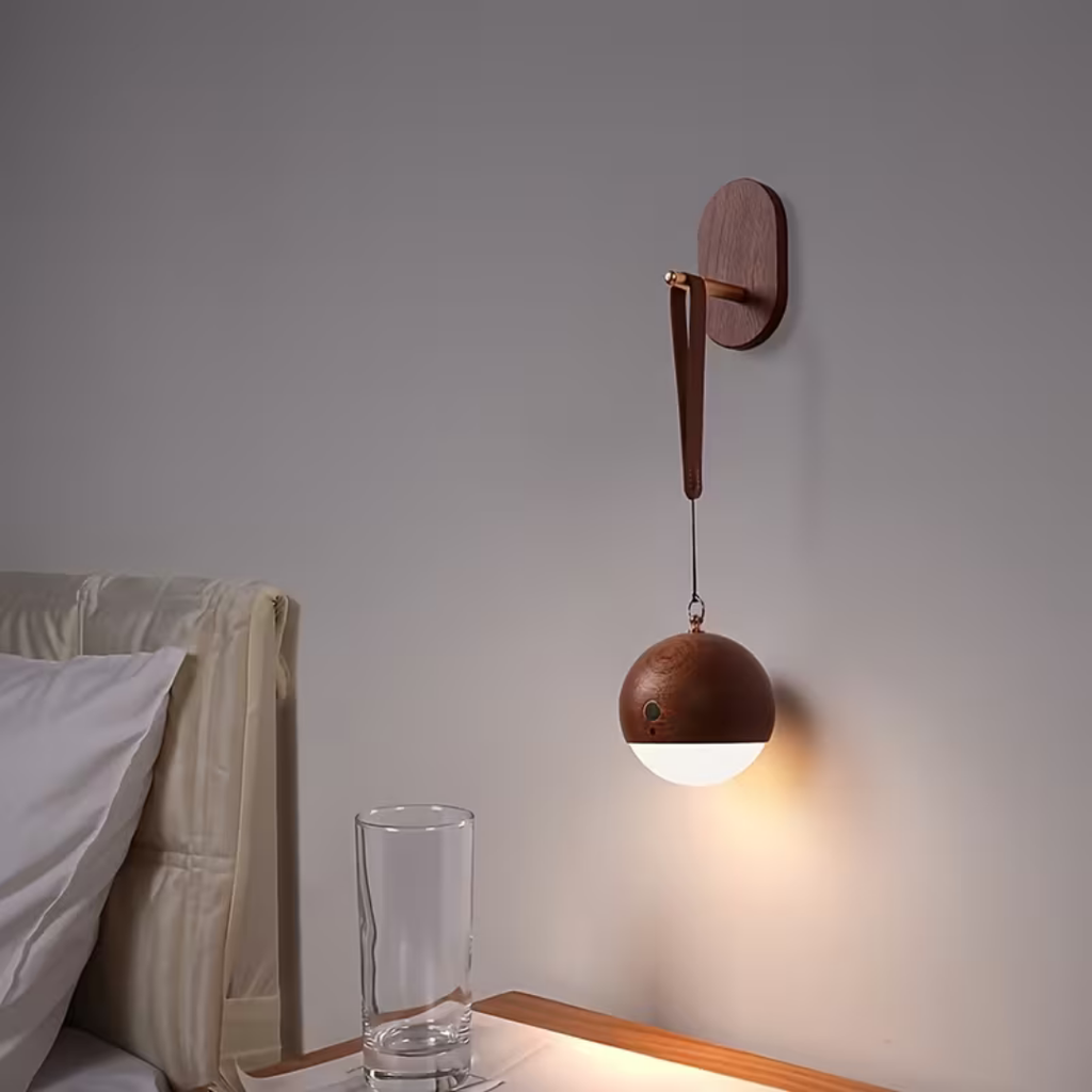Hoomly Voice Control Wooden Hanging Night Light with Warm LED Glow & USB Charging