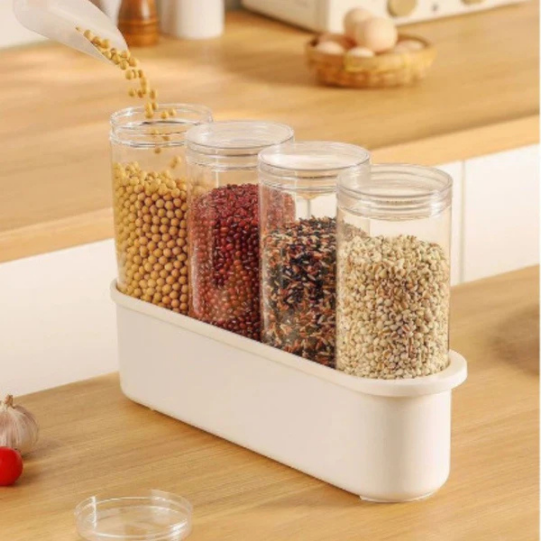 4 Section Moisture Proof Transparent Storage Jar