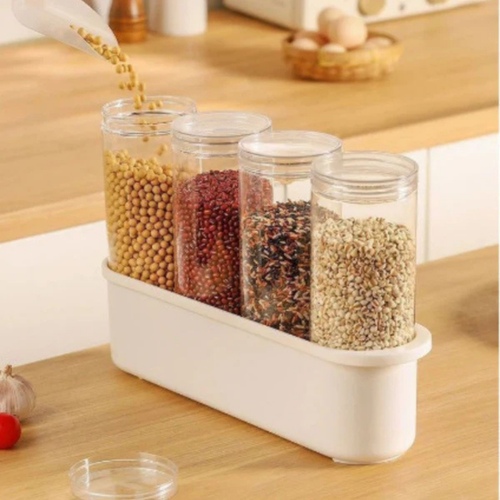 4 Section Moisture Proof Transparent Storage Jar